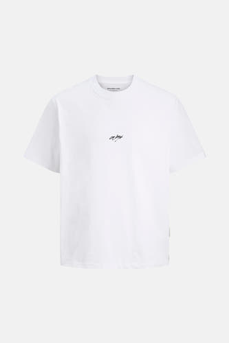 Wit T-shirt met korte mouwen van CORE BY JACK & JONES, met klein zwart logo op de borst.