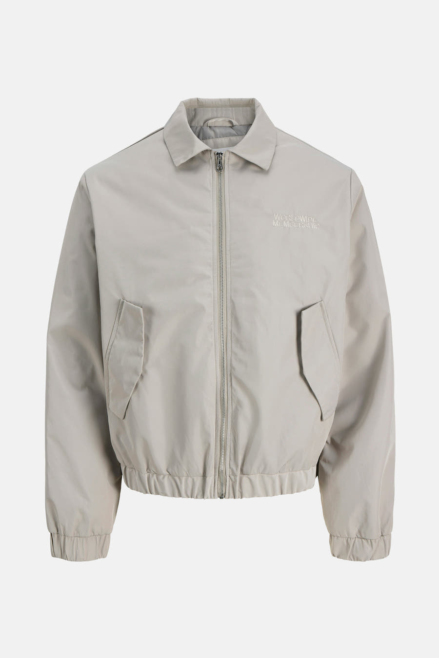 Grijze korte jas van CORE BY JACK & JONES, met ritssluiting en zakken.