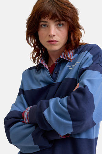 Gilet bleu de JJXX avec un design à rayures et une encolure col.