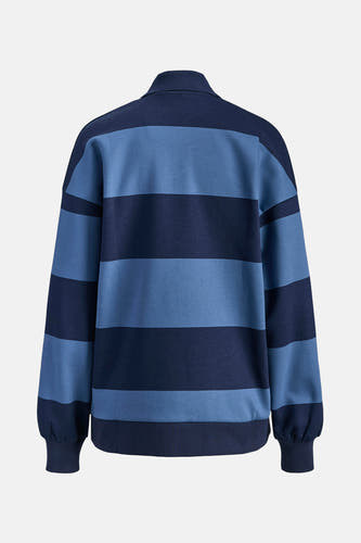 Pull-over bleu de JJXX avec un motif rayé et des manches longues, vu de l'arrière.