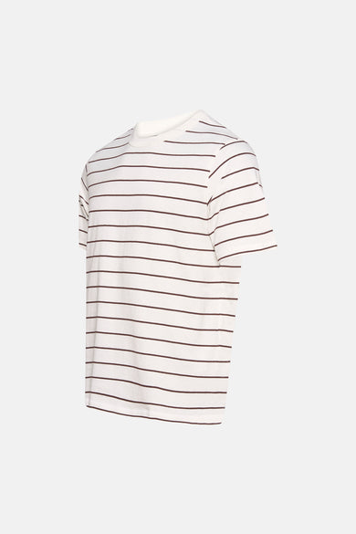 Wit T-shirt met korte mouwen van ORIGINALS BY JACK & JONES, met bruine, horizontale strepen.