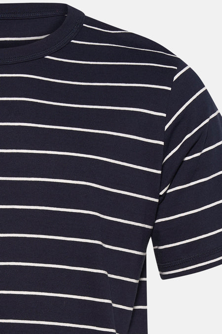 Blauw T-shirt met korte mouwen van ORIGINALS BY JACK & JONES, met een gestreept patroon.
