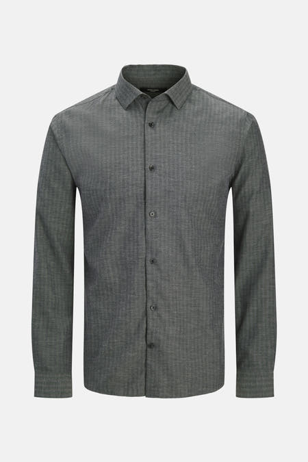 Chemise gris homme en longues manches de PREMIUM by JACK & JONES, avec colletage.