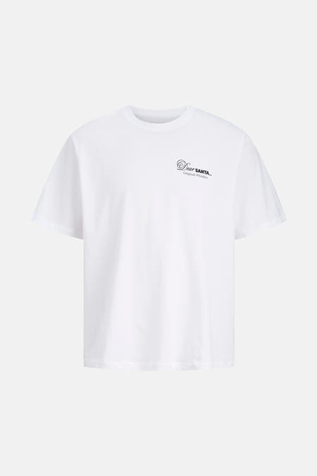 Wit T-shirt met korte mouwen van ORIGINALS by JACK & JONES, met een kleine "Dear Santa" tekstprint.