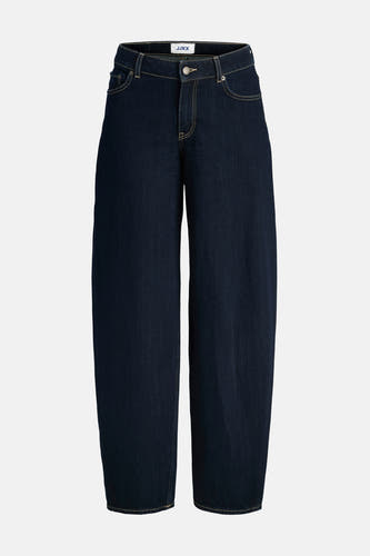 Jean en denim bleu marine spécial fit de JJXX, avec des surpiqures jaunes et une ceinture classique.