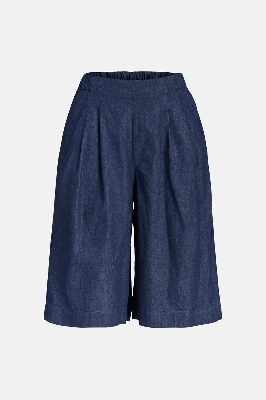 Donkerblauwe denim short van JJXX met elastische tailleband en plooien.