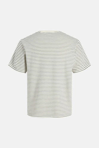 T-shirt beige à manches courtes de ORIGINALS by JACK & JONES, avec un motif à fines rayures.