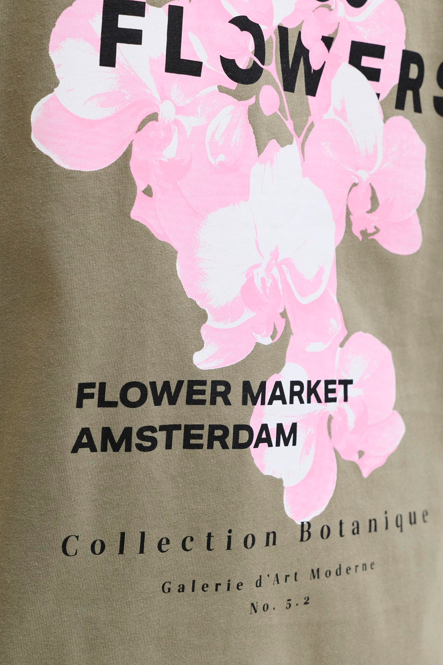 T-shirt à manches courtes ORIGINALS BY JACK & JONES avec imprimé floral rose et inscription 'Flower Market Amsterdam'.