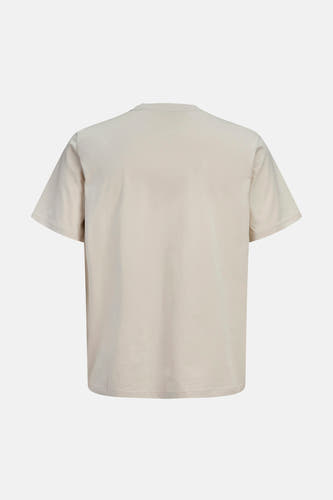Beige T-shirt met korte mouwen van CORE BY JACK & JONES, achteraanzicht, effen stof en klassieke ronde hals.