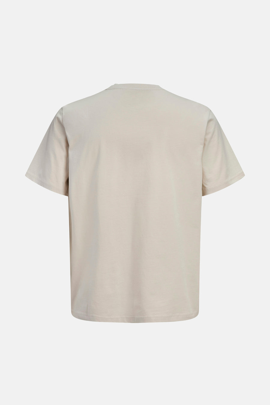 Beige T-shirt met korte mouwen van CORE BY JACK & JONES, achteraanzicht, effen stof en klassieke ronde hals.