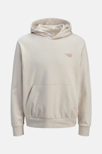 Gilet beige avec capuche d'ORIGINALS par JACK & JONES, imprimé et poche.