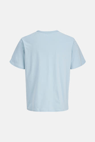 Lichtblauw T-shirt met korte mouwen van ORIGINALS BY JACK & JONES, achterkant weergegeven, met een effen stoftextuur.