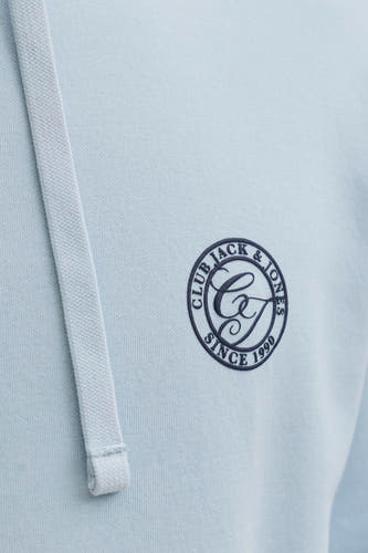 Pull-over bleu avec capuche d'ORIGINALS BY JACK & JONES, avec logo brodé sur la poitrine.