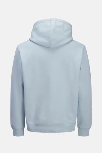 Pull-over bleu avec capuche d'ORIGINALS BY JACK & JONES, vue arrière du pull uni.