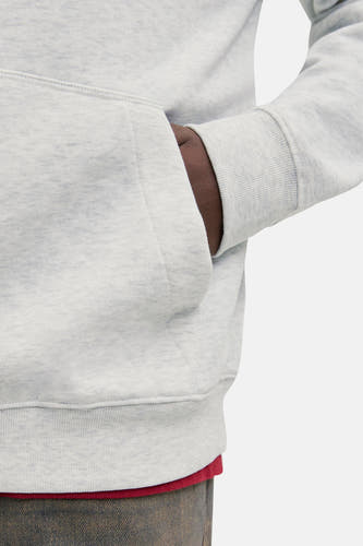 Witte sweater met kap van ORIGINALS BY JACK & JONES, met een buidelzak en ribgebreide manchetten.