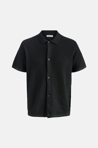 Pull noir de CORE BY JACK & JONES, avec une texture tissée et des manches courtes.