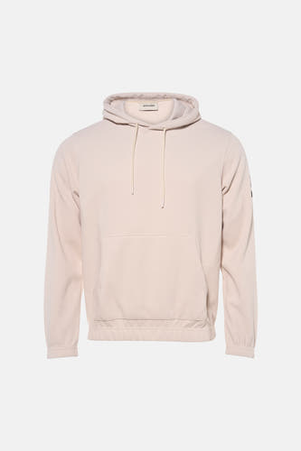 Beige sweater met kap van CORE by JACK & JONES, met een wafelstructuur en een buidelzak.