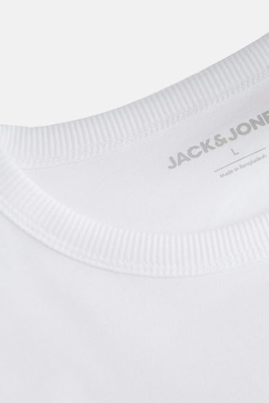T-shirt blanc à manches longues d'ORIGINALS BY JACK & JONES, avec le texte bleu "JACK&JONES ARCHIVE" imprimé dessus.