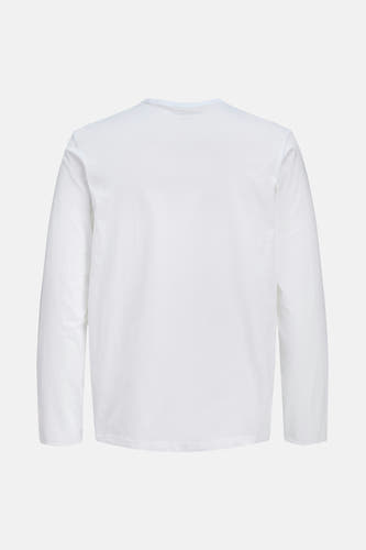 Wit T-shirt met lange mouwen van ORIGINALS BY JACK & JONES, achterkant weergegeven op een effen achtergrond.
