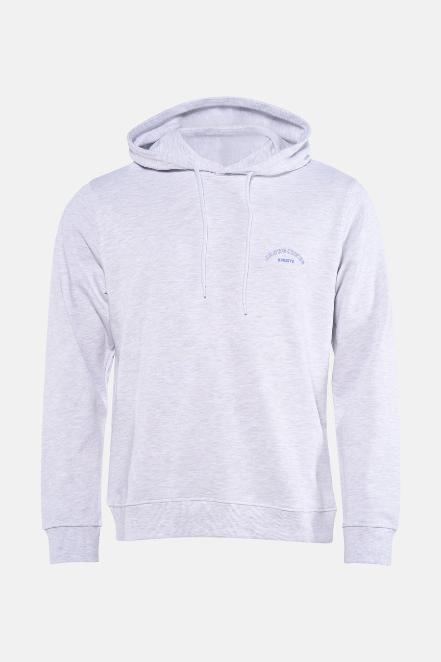 Pull-over gris avec capuche d'ORIGINALS BY JACK & JONES, avec cordon de serrage et logo brodé sur la poitrine.