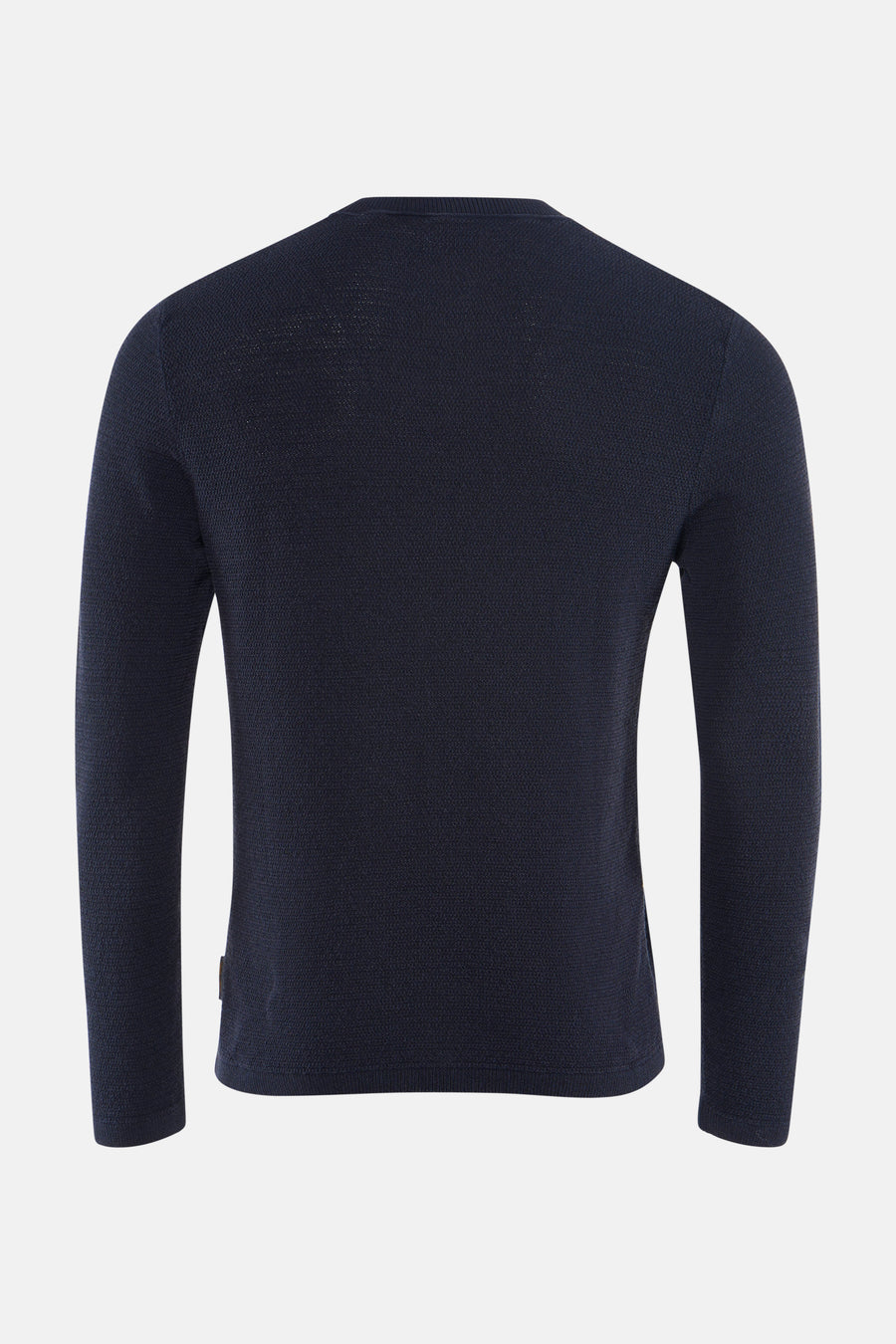 T-shirt bleu avec col rond de CORE BY JACK & JONES, texture fine trée, dos.