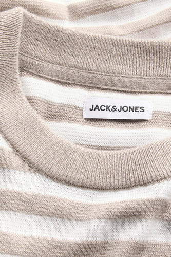 Beige ronde hals trui van ORIGINALS BY JACK & JONES met horizontale strepen.