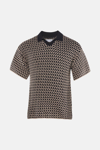 Multikleurige polo met korte mouwen van PREMIUM by JACK & JONES, met een opvallend geometrisch patroon.
