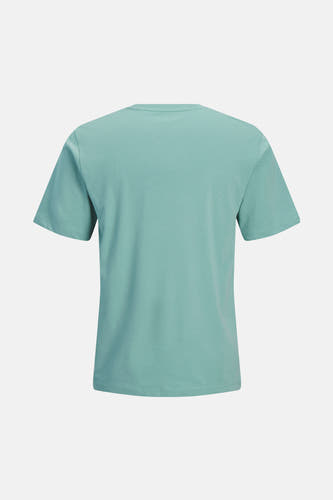 T-shirt bleu à manches courtes de CORE BY JACK & JONES, imprimé sur le dos, couleur unie.