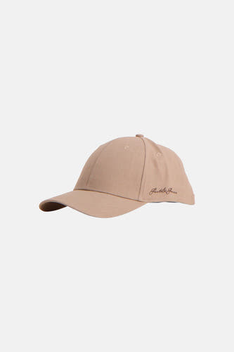 Beige pet van ACCESSORIES BY JACK & JONES met geborduurd logo, zijwaarts weergegeven, eenvoudig design