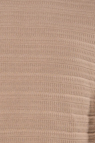 Beige trui met ronde hals van PREMIUM by JACK & JONES, met een gestreept breipatroon en fijne textuur.