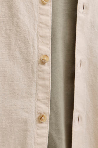 Chemise beige en lin à manches longues de ORIGINALS BY JACK & JONES, avec boutons et une texture subtile.