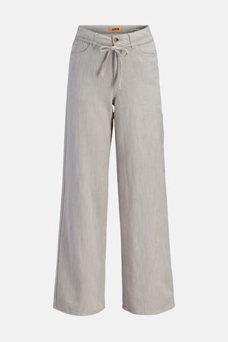 Pantalon beige JJXX à jambes larges et ceinture à nouer à la taille.