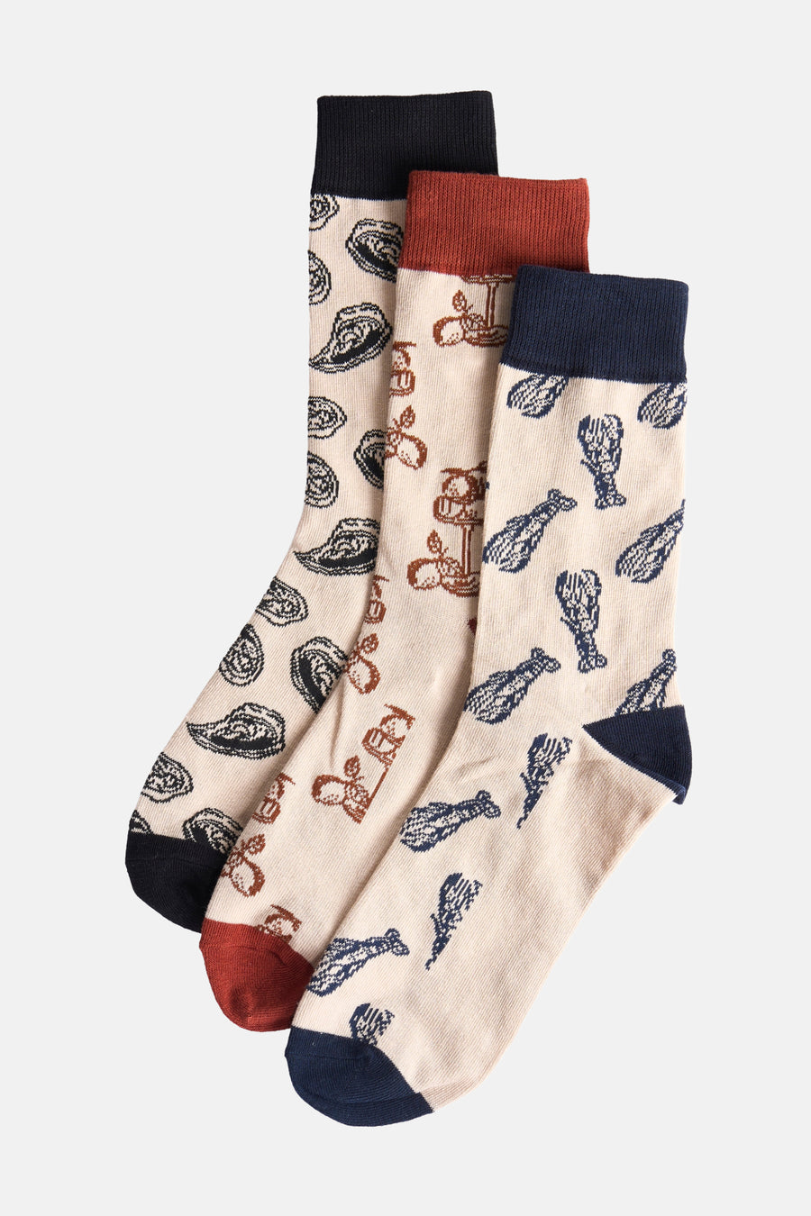 Meerkleurige sokken (multipack) van ACCESSORIES BY JACK & JONES met verschillende printen en contrasterende boorden.