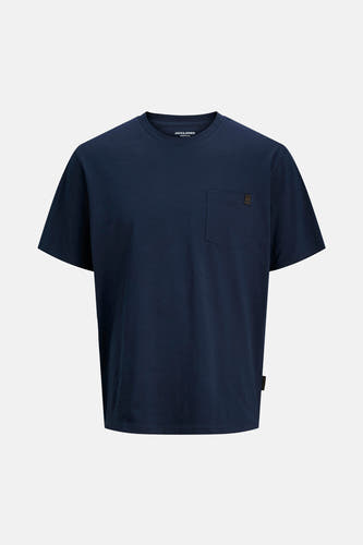 T-shirt bleu à manches courtes de PREMIUM by JACK & JONES, avec poche poitrine et détail de logo subtil.