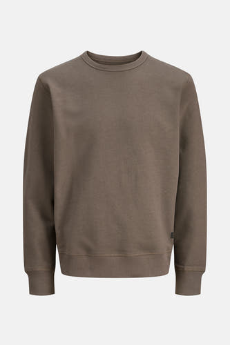 Sweat-shirt marron avec col rond de PREMIUM by JACK & JONES, doté d'un motif subtil et de bordures côtelées.