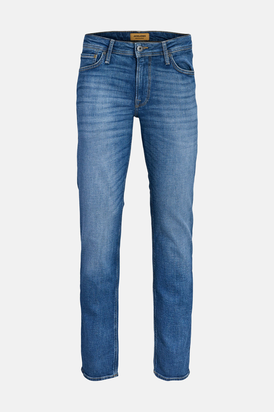 Rechte jeans van mid-blauw denim van JACK & JONES JEANS INTELLIGENCE met subtiele vervaging en klassieke five-pocket-stijl.