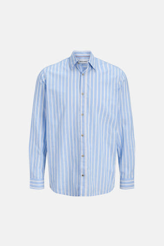 Chemise bleue à rayures à manches longues de ORIGINALS BY JACK & JONES, avec fermeture boutonnée et poignets.