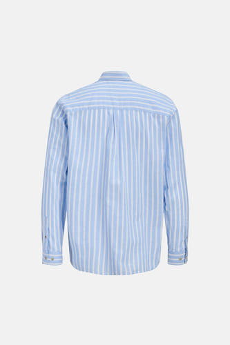 Chemise bleue à rayures à manches longues de ORIGINALS by JACK & JONES, dos plissé et poignets.