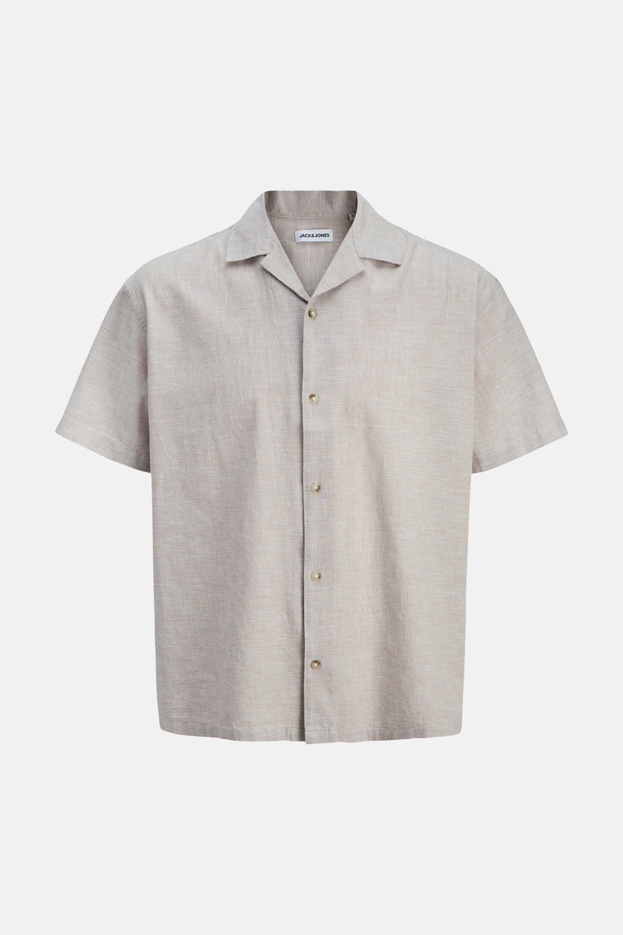 Chemise beige de PREMIUM by JACK & JONES, à manches courtes et fermeture boutonnée.