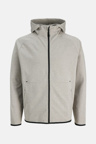 Grijs vest van CORE BY JACK & JONES met lange mouwen, capuchon en zwarte rits.