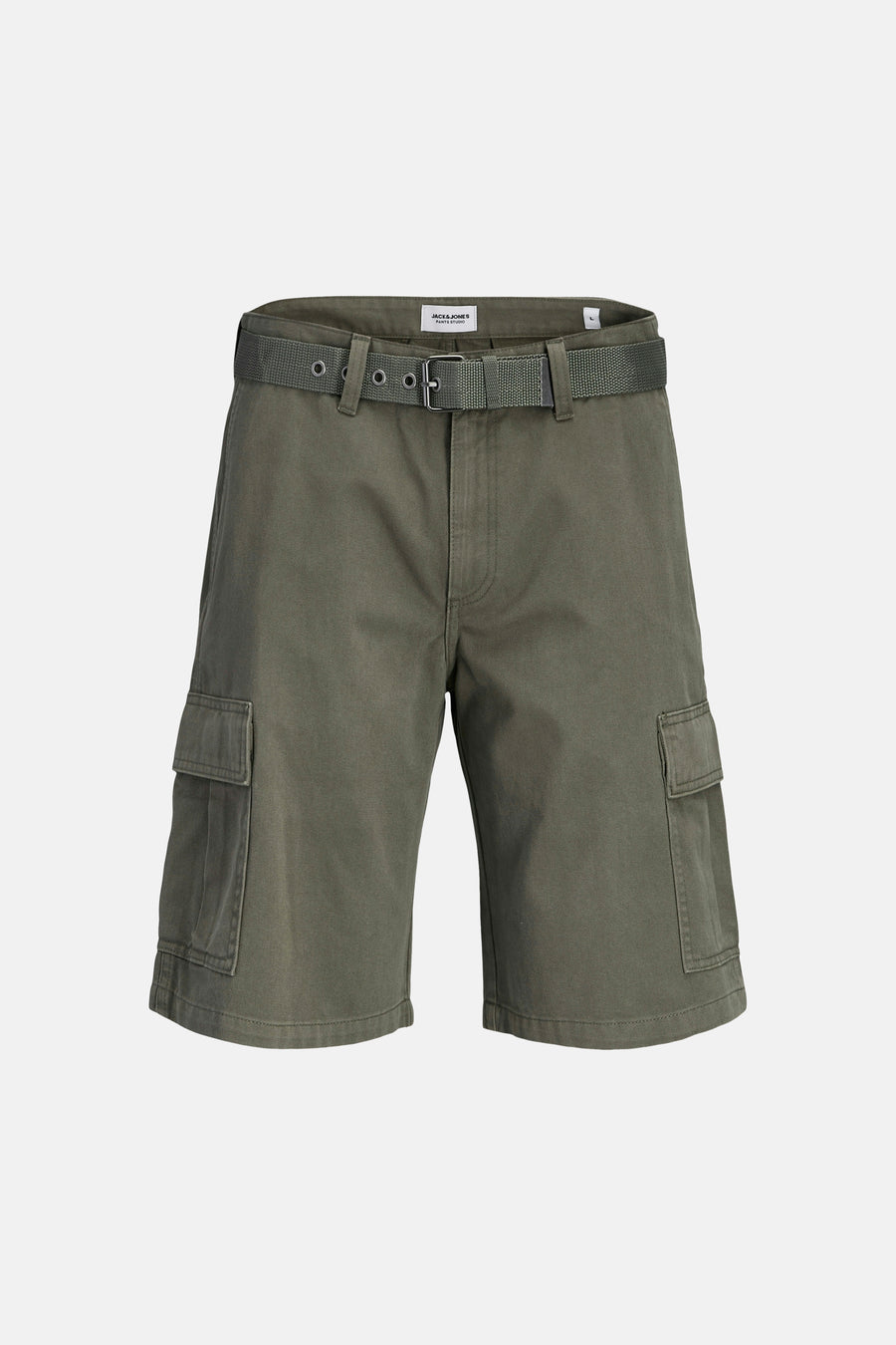 Short cargo pour homme de JACK & JONES JEANS INTELLIGENCE, avec ceinture tissée assortie et poches latérales.