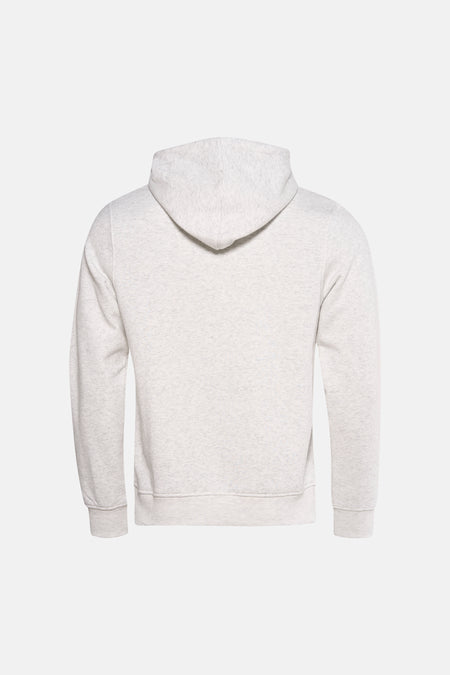 Witte sweater met kap van ORIGINALS BY JACK & JONES, achteraanzicht met lange mouwen en ribgebreide boorden.