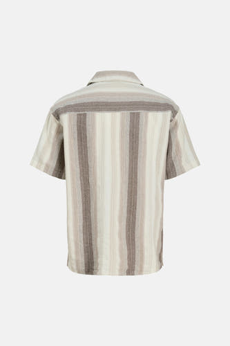 Beige overhemd met korte mouwen van ORIGINALS BY JACK & JONES, met een gestreept patroon.