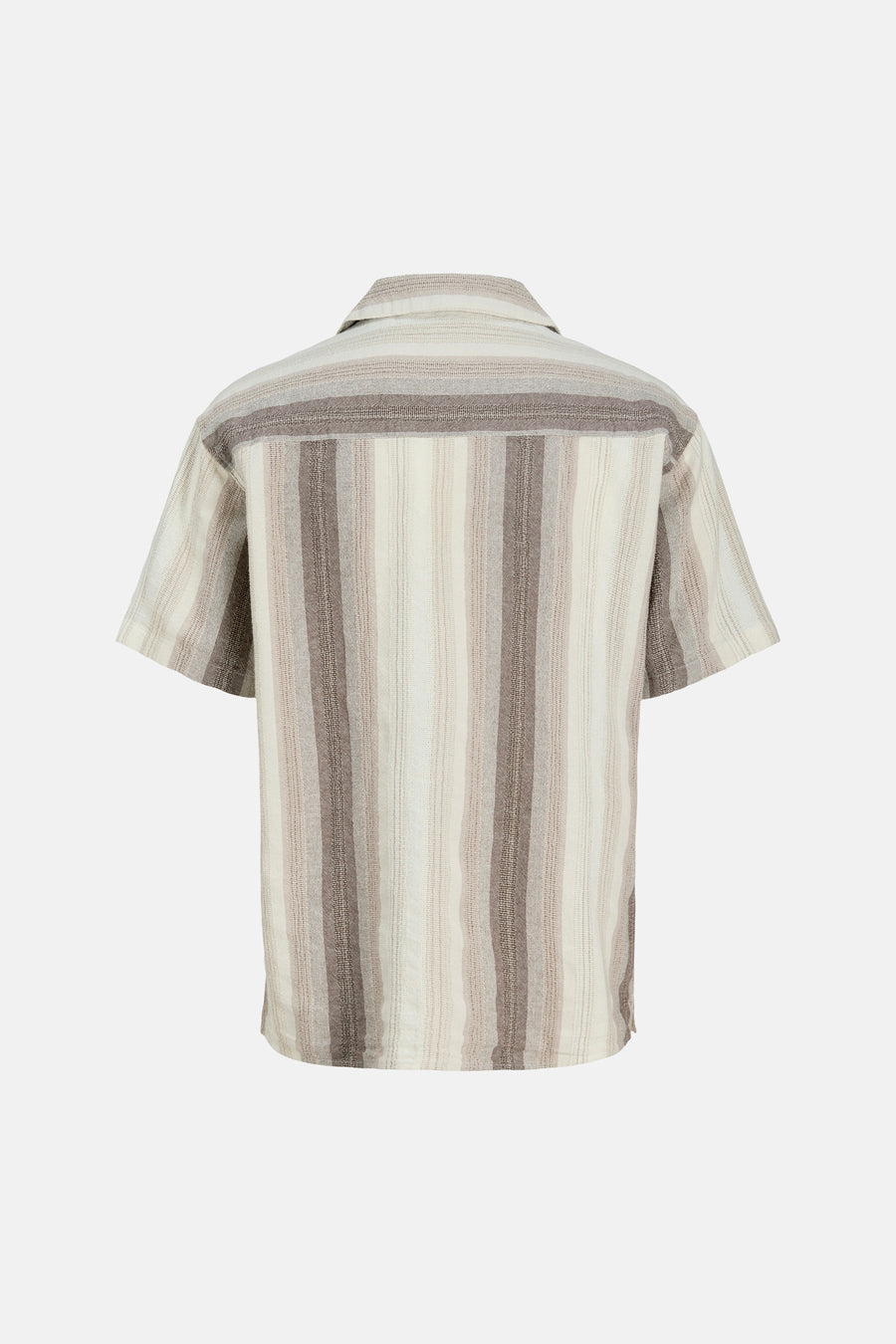 Beige overhemd met korte mouwen van ORIGINALS BY JACK & JONES, met een gestreept patroon.