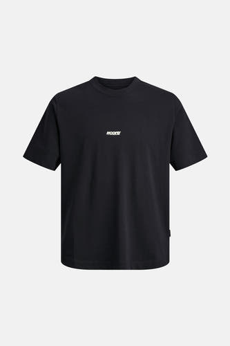 Zwart T-shirt met korte mouwen van CORE BY JACK & JONES, met klein logo op de borst.
