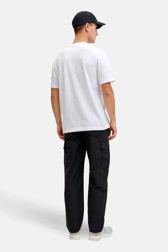 Wit T-shirt met korte mouwen van CORE BY JACK & JONES, met een losse pasvorm, gezien van achteren.