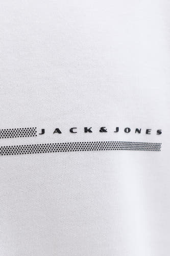 Wit T-shirt met korte mouwen van CORE BY JACK & JONES, met een gestippelde streep en merknaam.