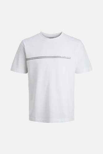 Wit T-shirt met korte mouwen van CORE by JACK & JONES, met dubbele gestreepte details op de borst.
