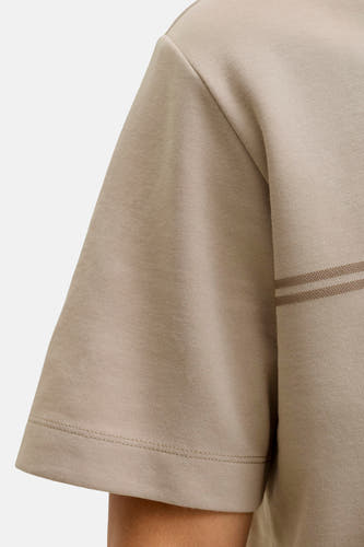 Beige T-shirt met korte mouwen van CORE BY JACK & JONES, met een dubbele streep op de borst.