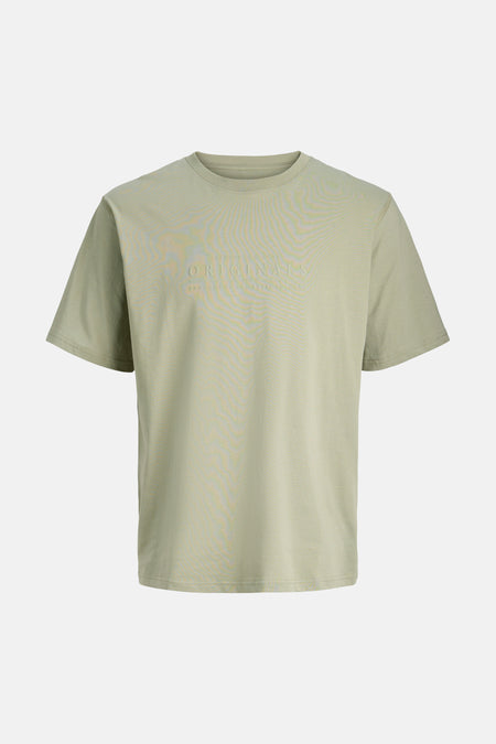 Groen T-shirt met korte mouwen van Originals by Jack & Jones, met een tekstprint op de voorkant.